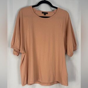 J. Crew Short Sleeve Peach Color T-shirt Size L, Elastic Cuffs Basics Staple